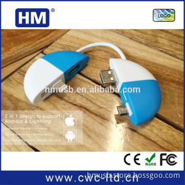 BSCI audit factory round shape 2 in 1 charging cable print logo